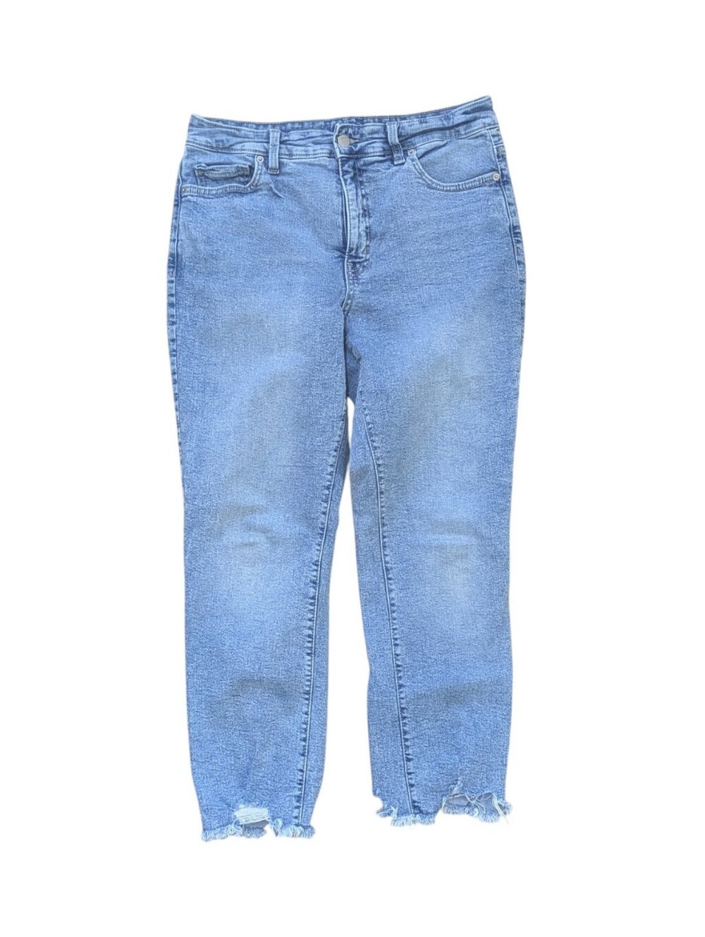 Time And Tru High Rise Distressed Straight Leg Mom Jeans 10